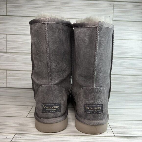 Koolaburra UGG Women's Sz 8 Koola Short Rabbit Gray Boots 1017090 Suede Faux fur - Picture 4 of 7